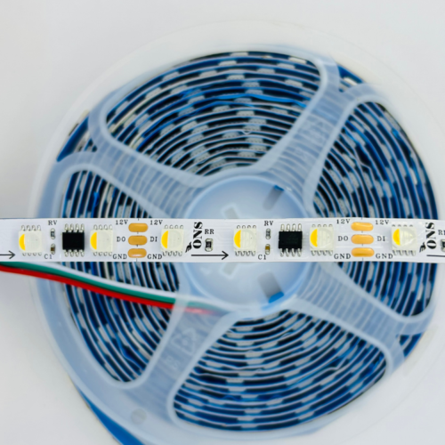 RGBWW LED strip, addressable LED strip, TM1824 LED strip, 12V RGBWW LED, RGBWW strip 5m, warm white LED strip, club lighting LED, home LED setup, high glow LED strip, 60 LED per meter strip